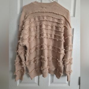 Women's Cream Sweater with Fringe Detailing